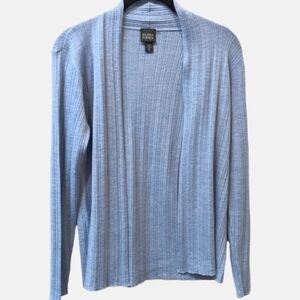 Eileen Fisher Merino Wool Blue Longsleeved Open Front Petite Cardigan (2-4/PP)